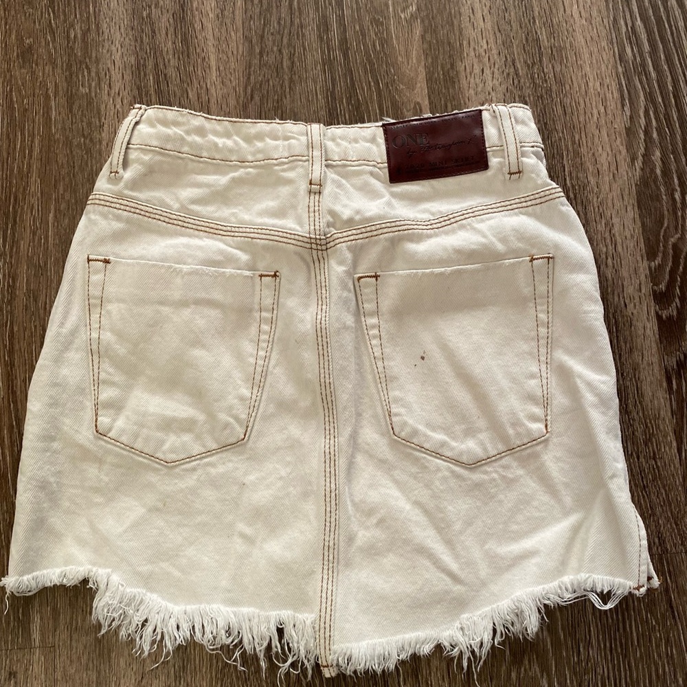 White and Brown High Low Mini Skirt Casual